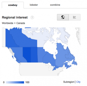 Cowboy keyword search interest in Canada
