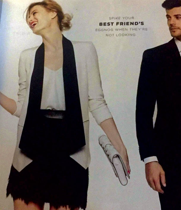 Bloomingdale's ad that reads "Spike Your Best Friend's Eggnog When They're Not Looking"