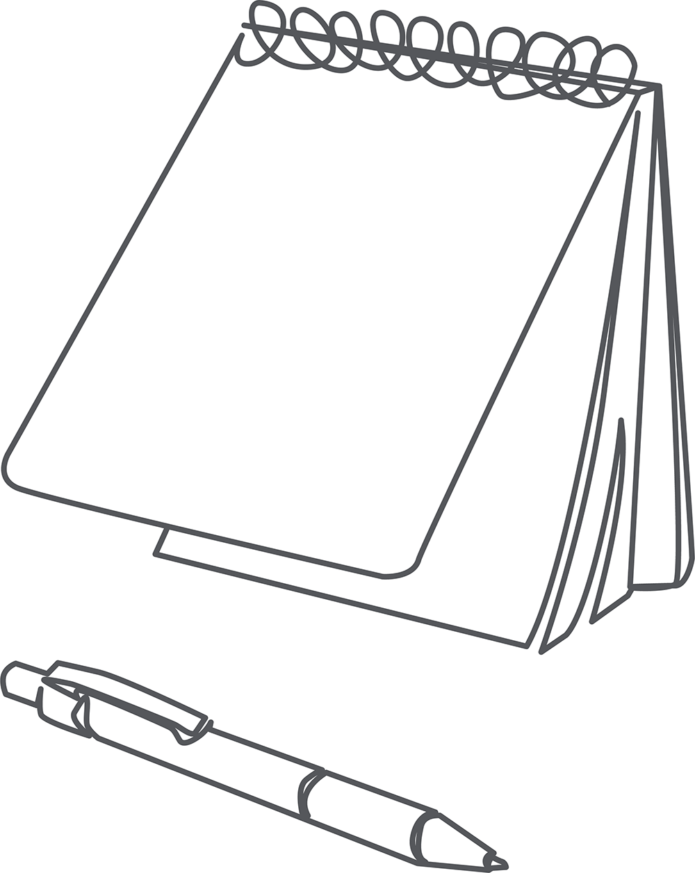 Illustration of a notebook and pen