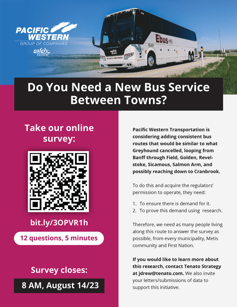 Flyer for Pacific Western Transportation advertising a survey